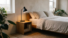 Black metal bedside table lamps