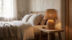 Wicker bedside table lamps