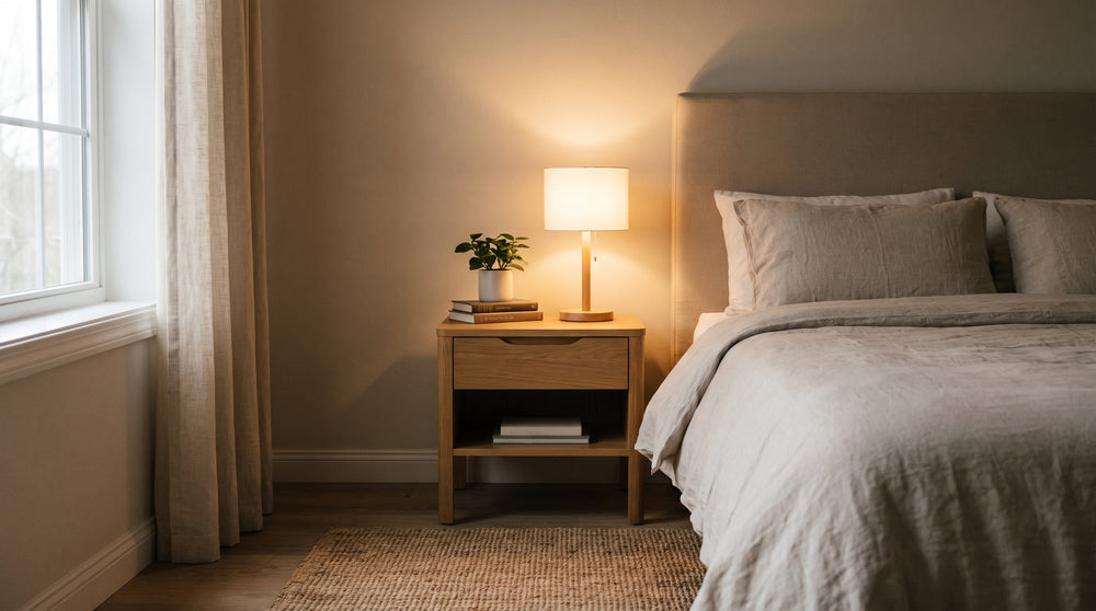 Touch-controlled LED bedside table lamps
