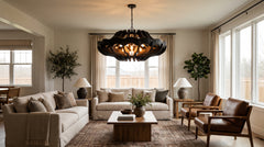 Wood and Black Chandelier