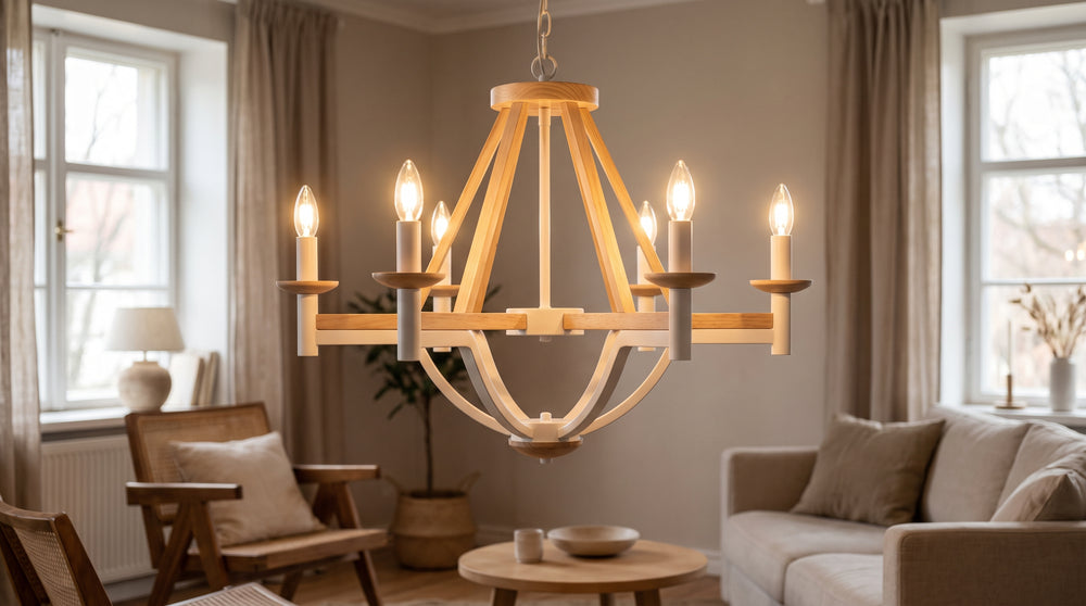 Scandinavian white wooden chandeliers