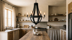 Black wooden chandeliers for kitchens