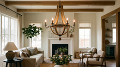 Wood and metal chandeliers