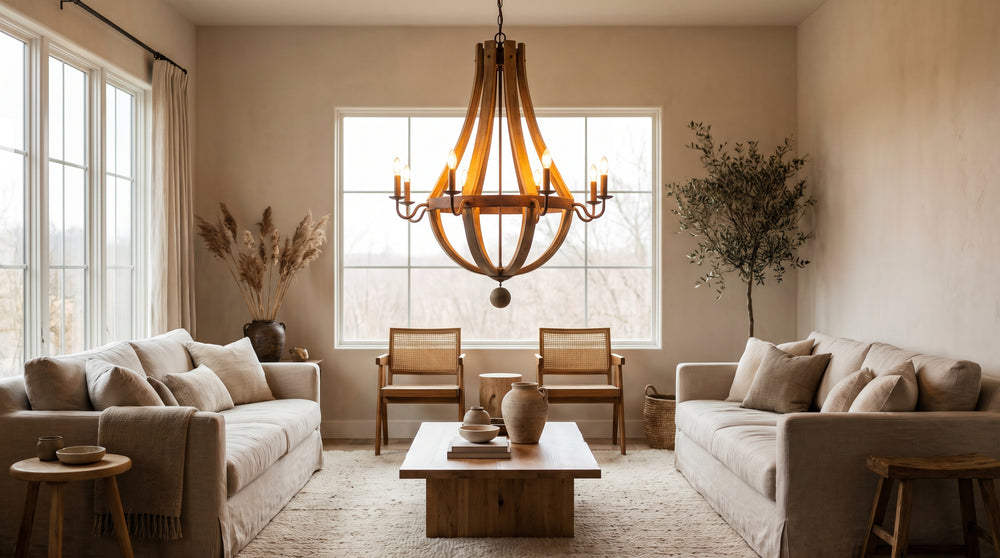 Wooden chandeliers for living room