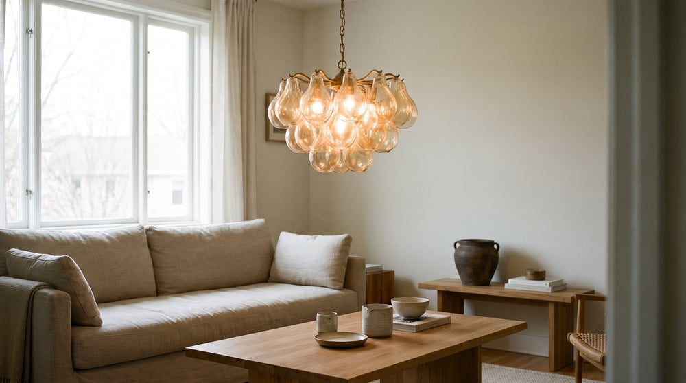 Smoked glass chandeliers