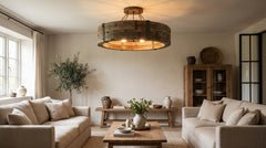Wood and metal ceiling lights