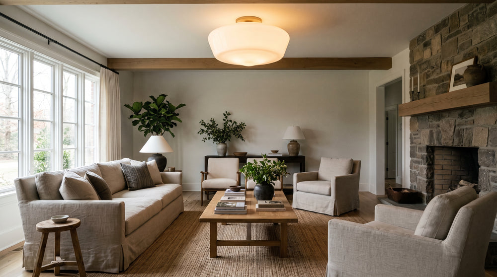 White glass ceiling lights