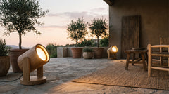 Wooden outdoor spotlights