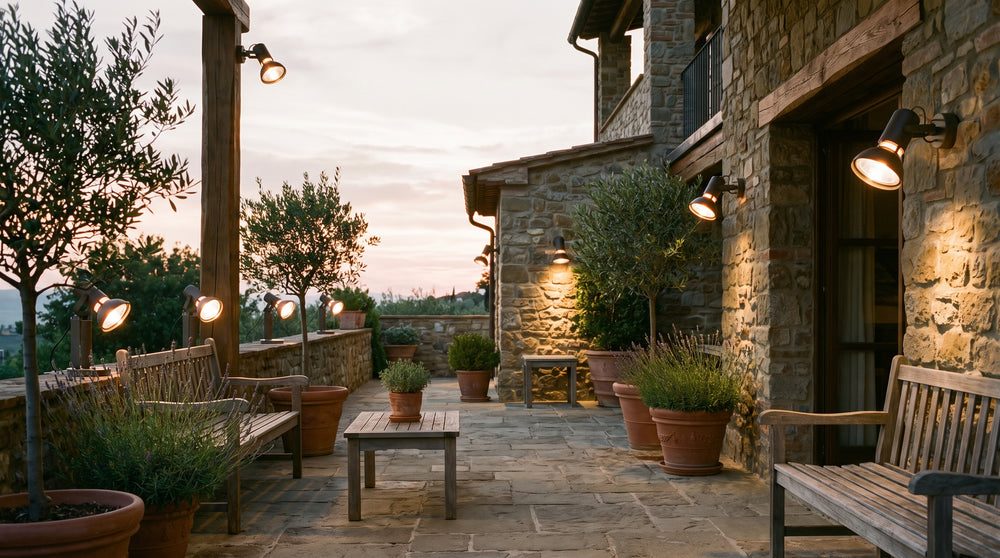 Recessed outdoor spotlights