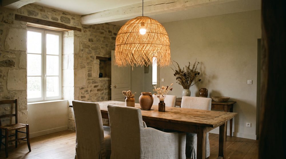 Raffia pendant light