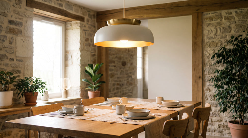 White/gold pendant lights