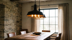 Industrial-style black pendant lights