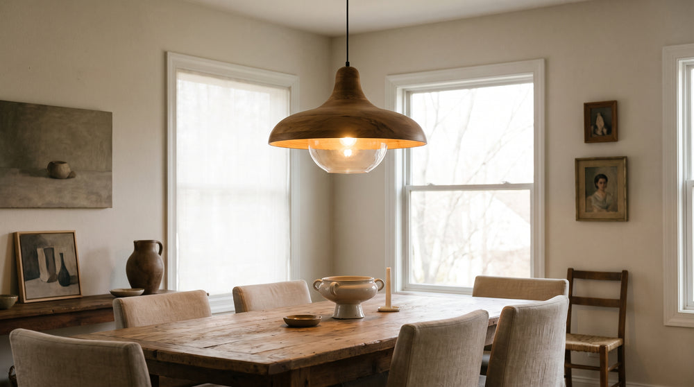 Taupe-colored pendant lights