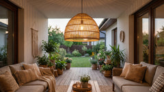Rattan outdoor pendant lights