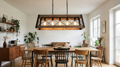Industrial style wood and metal pendant lights