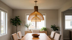 Wood and metal pendant lights