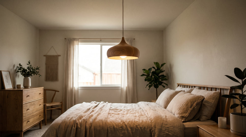Wooden pendant lights for bedroom