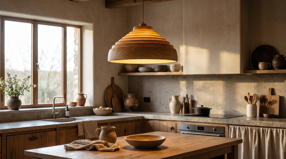 Wooden pendant lights for kitchen