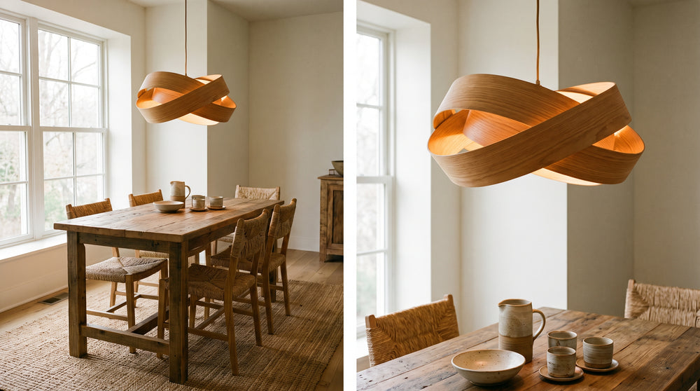 Wooden pendant lights for dining room