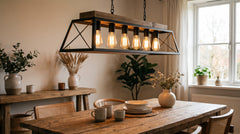 Industrial-style wooden pendant lights