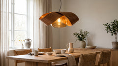 Beige linen pendant lights