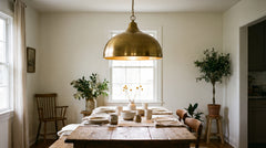 Gold-colored metal pendant lights