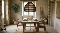 Black rattan pendant lights
