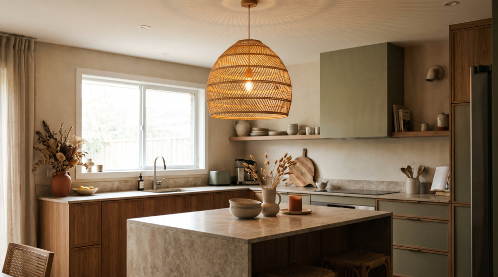 Rattan pendant lights for kitchen