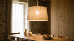 Beige fabric pendant lights