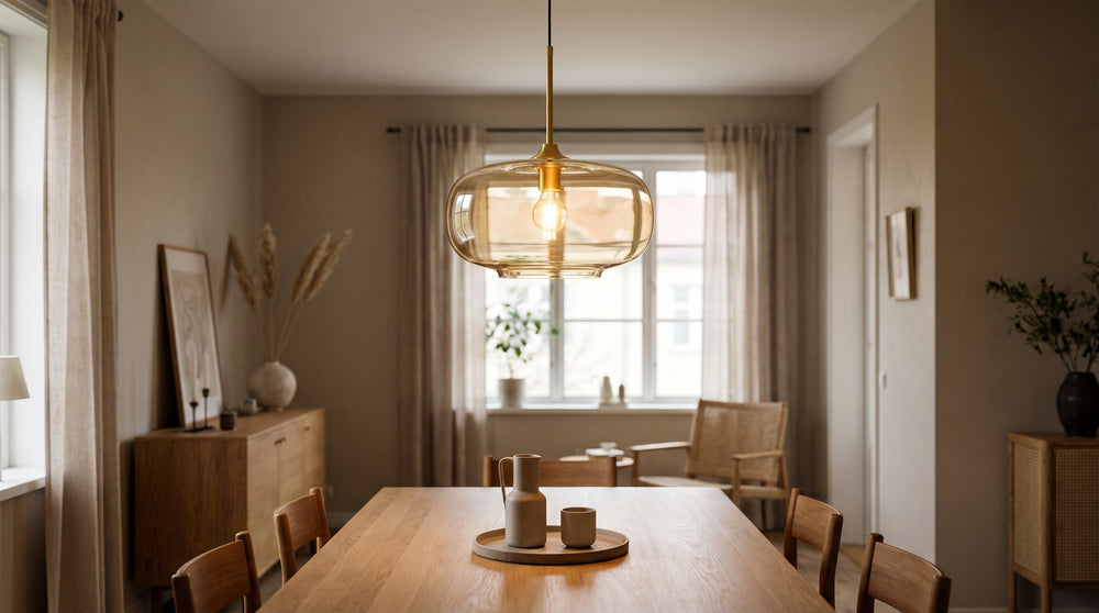 Gold-colored glass pendant lights