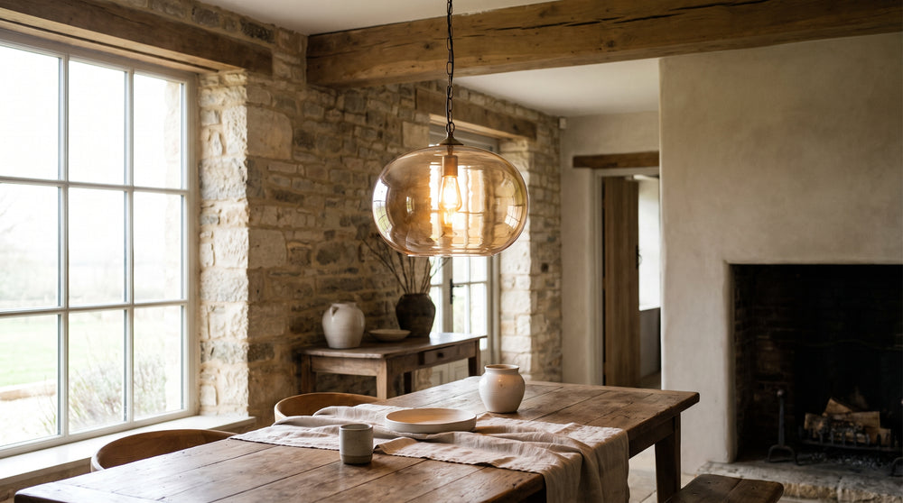 Smoked glass pendant lights
