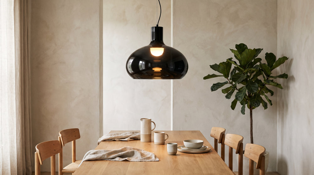 Black glass pendant lights