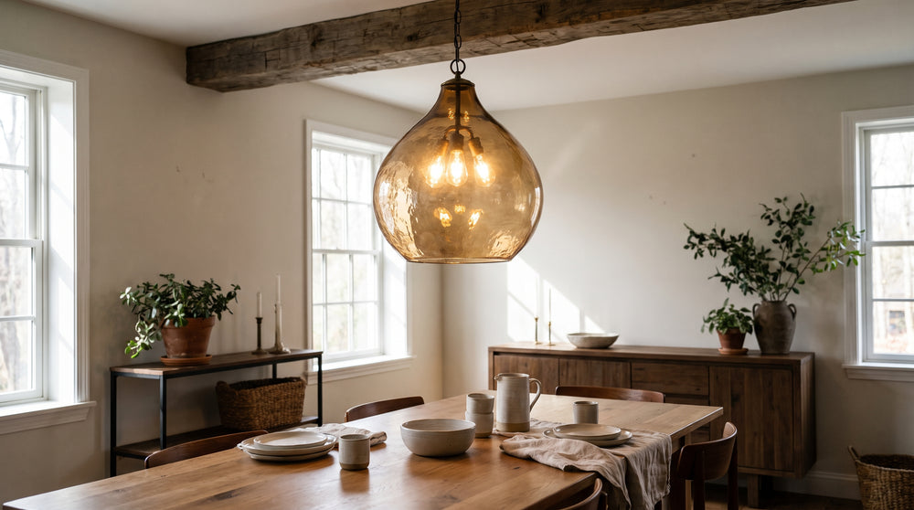 Pink glass pendant lights