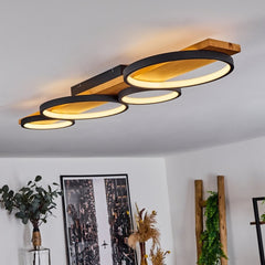 Wood and Black Chandelier