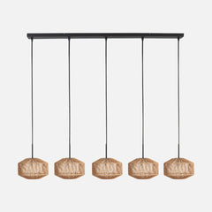 5-light natural rope pendant light, 110 cm bar | Cordéa