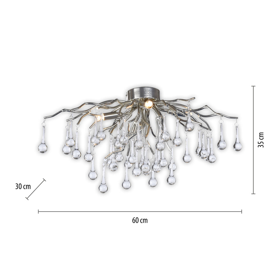 Plafonnier Icicle 4 lumières acier, verre