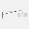 Black swing arm wall lamp, white linen lampshade Ø 50 cm | Elina
