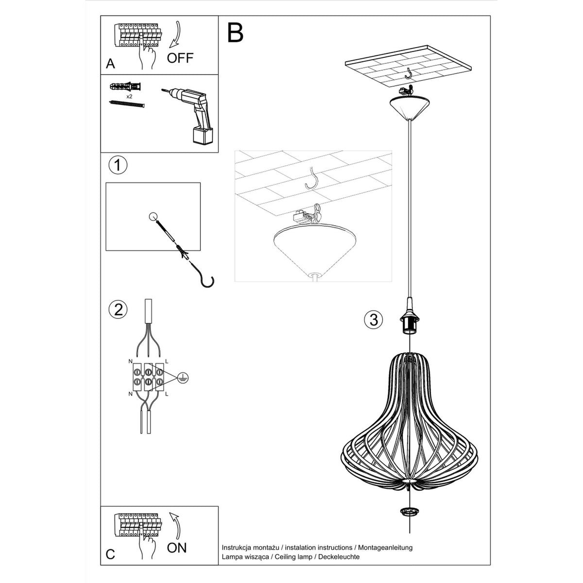 Lampe pendante ELZA bois