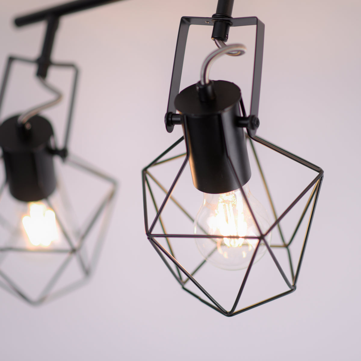 Plafonnier Jaro 4 lumières noir et bois