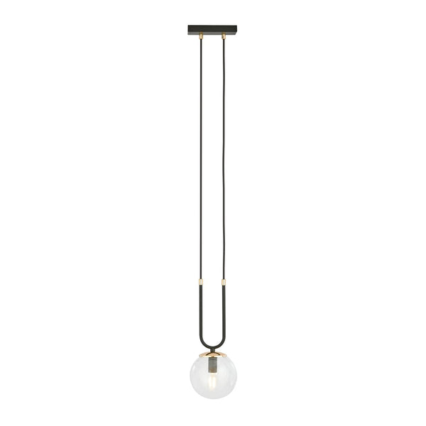 Glam 1-light black pendant, clear glass