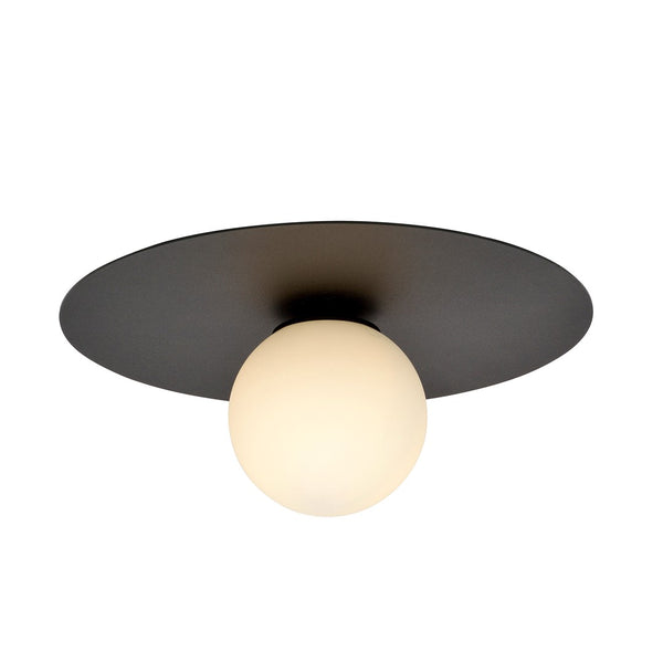 Solar black ceiling light, opal glass