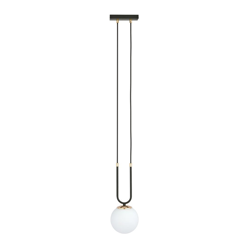 Glam 1-light pendant, black, opal glass