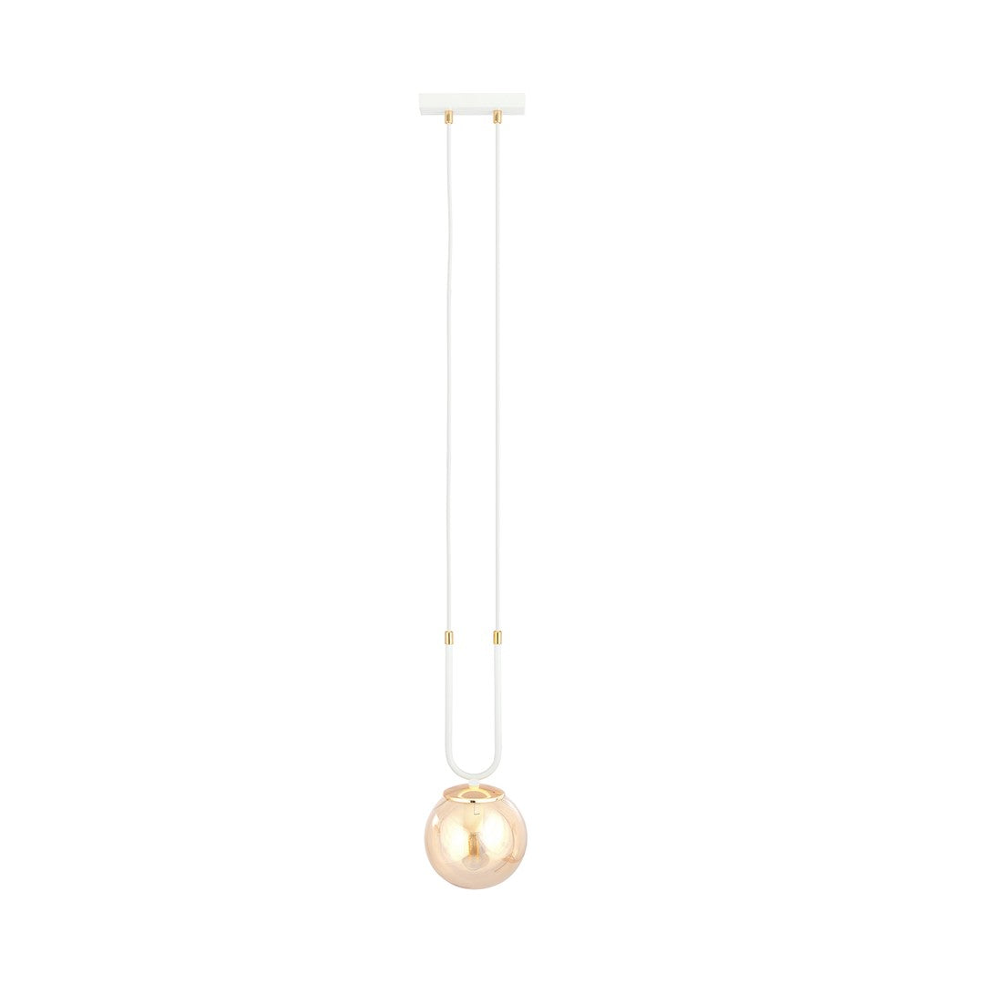 Glam 1-light pendant, white, amber glass