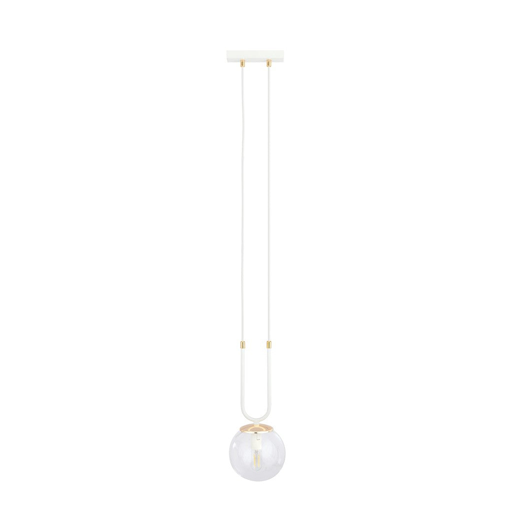 Glam 1-light pendant, white, clear glass