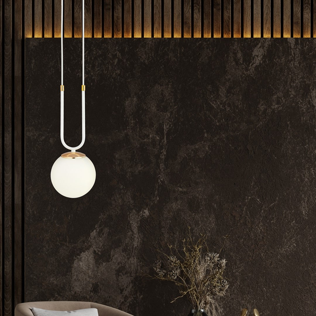 Glam 1-light pendant, white, opal glass