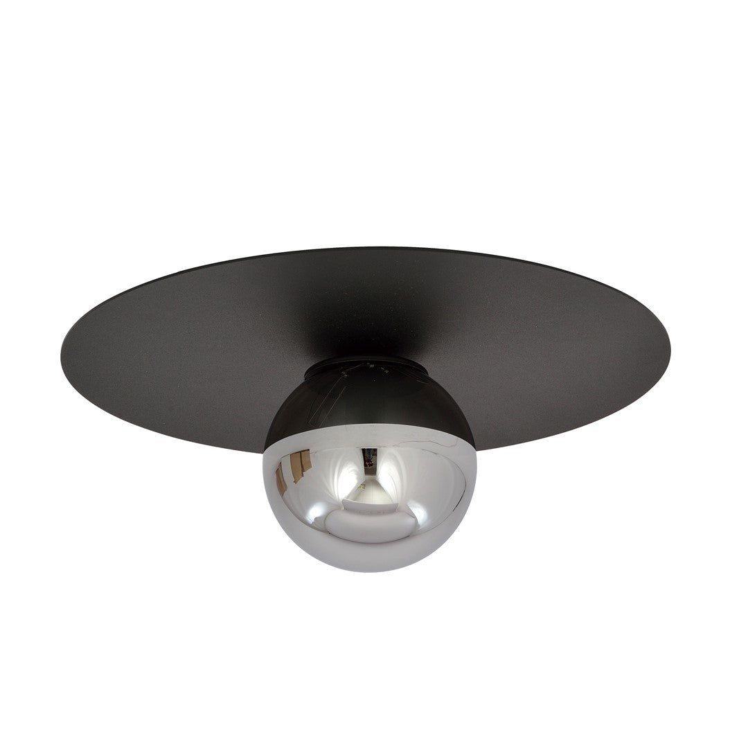 Solar 1-light flush mount, black, graphite glass