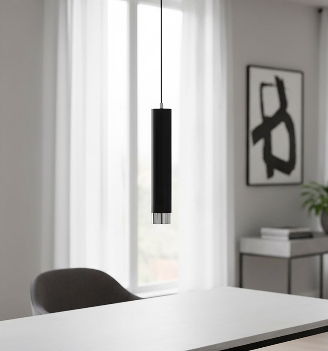 Kibo 1-light black and chrome pendant light