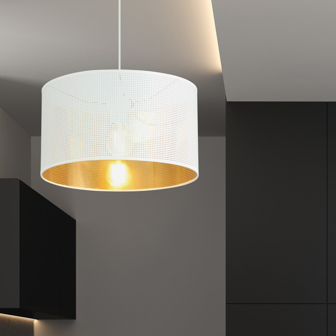 Aston 1-light pendant, white and gold