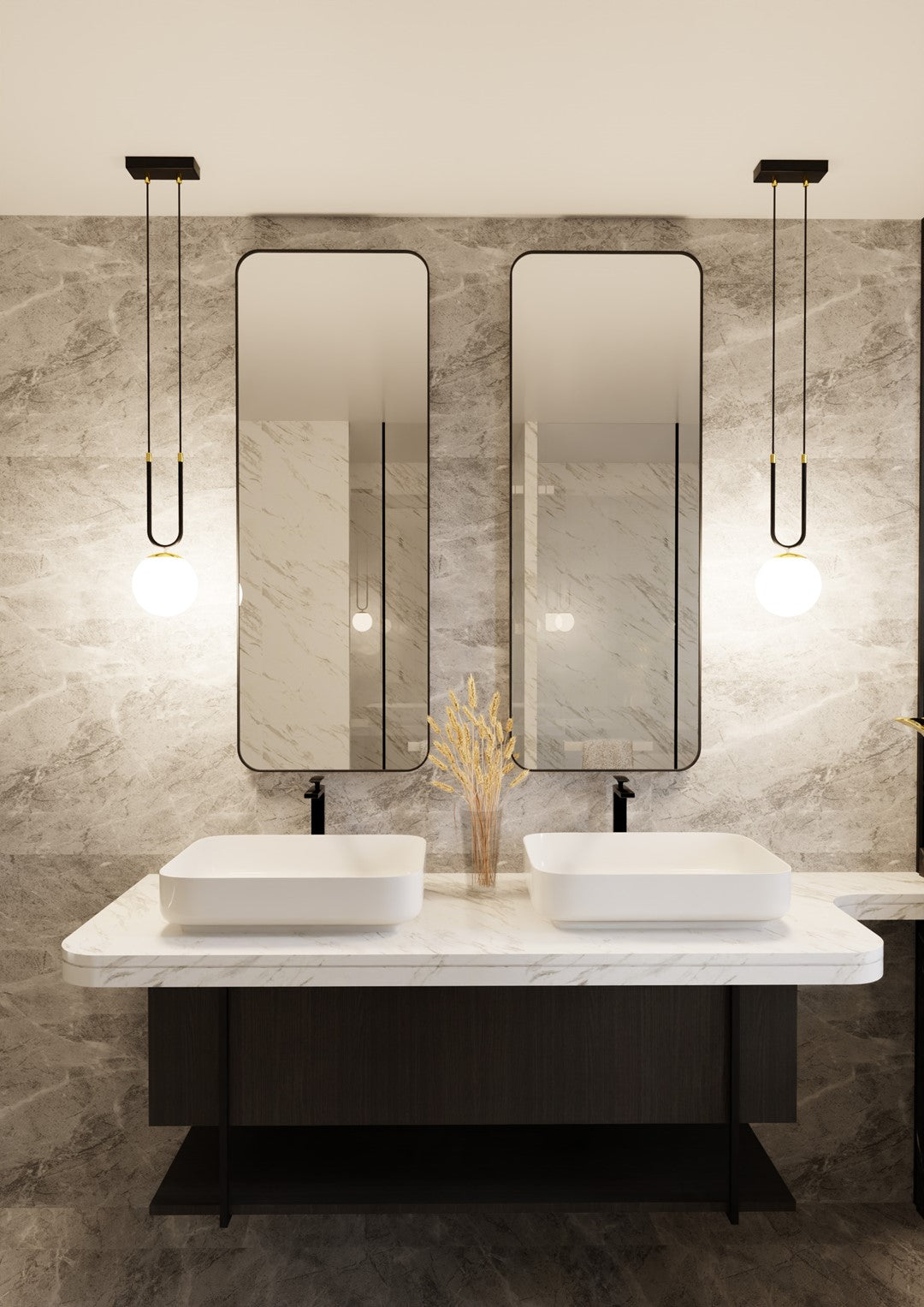 Glam 1-light pendant, black, opal glass