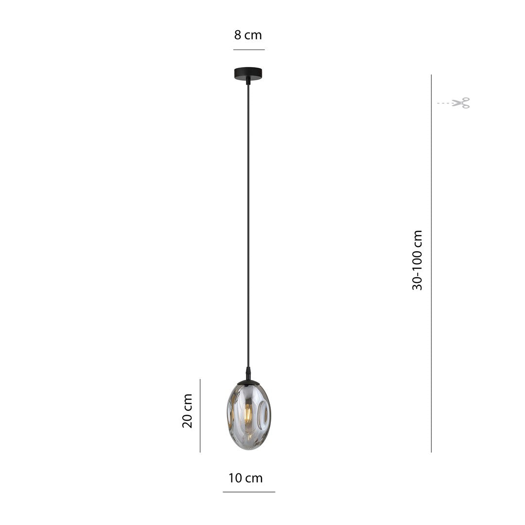 Black Astral pendant light, graphite glass